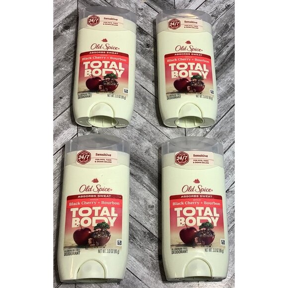 4 Old Spice Total Body Deodorant Stick Black Cherry & Bourbon Scented 3oz - Picture 3 of 4